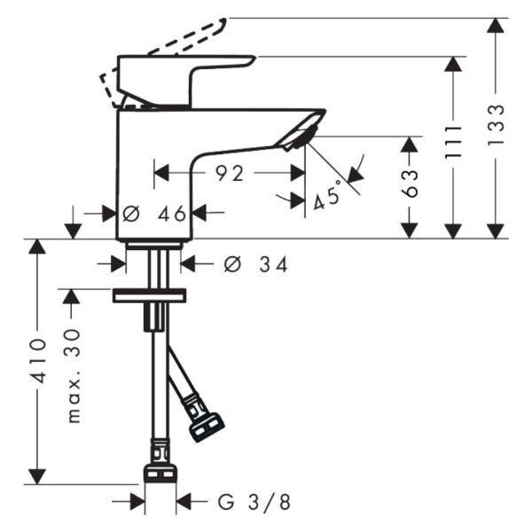 hansgrohe Neovis Q Einhebel-Waschtischmischer 70 mit Push-Open Ablaufgarnitur, chrom