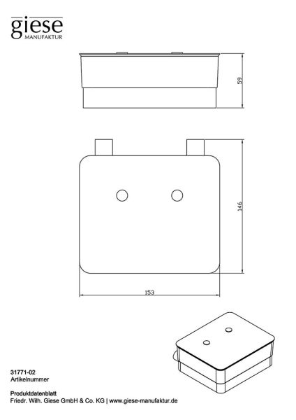 Giese WC-Uno Glasbehälter für Feuchtpapier, Wandmodell, chrom