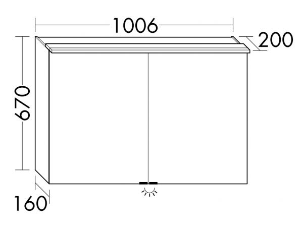 Burgbad Fiumo Spiegelschrank mit horizontaler LED-Beleuchtung, 2 Spiegeltüren 100,6x67cm