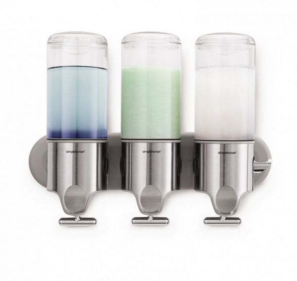 simplehuman Dreifachspender 444ml mit Wandhalterung, edelstahl gebürstet