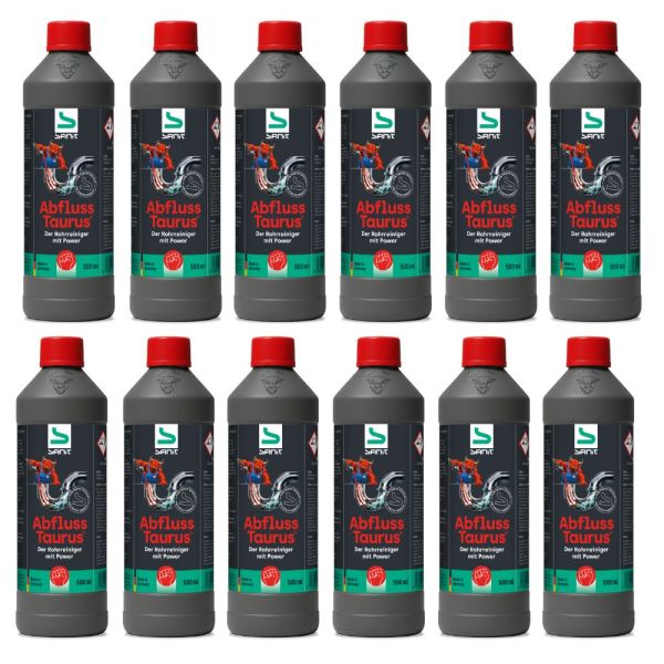 SANIT AbflussTaurus 500ml Flasche Set bestehend aus 12 Flaschen 3239