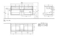 Vorschau: Villeroy&Boch Collaro Waschtischunterschrank passend zu Aufsatzwaschtisch 4A338G, 4 Auszüge, 140cm, techn Zeichnung