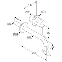 Vorschau: Kludi Bozz Wand-Waschtischarmatur mit Auslauf 23cm