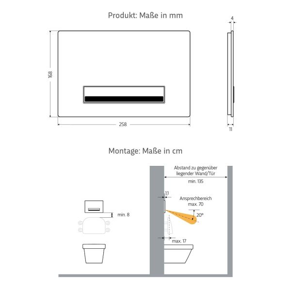 WimTec PROOF T4 HyPlus PRO manuelle WC-Betätigung UP320 6V Batteriebetrieb, weiß