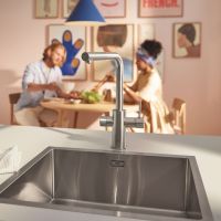 Vorschau: Grohe Blue Pure Minta Einzelarmatur, herausziehbarer L-Auslauf mit Filterfunktion, supersteel