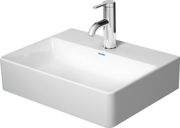 Duravit DuraSquare Handwaschbecken rechteckig 45x35cm, mit Hahnloch, WonderGliss, geschliffen, weiß 07324500711