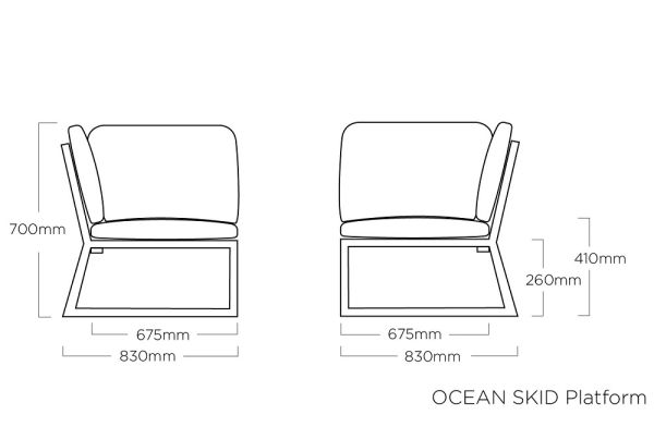 KETTLER OCEAN SKID PLATFORM Lounge-Sofa/Liege 2,18m, anthrazit matt/ brisa