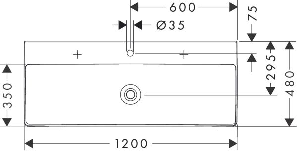 Hansgrohe Xelu Q Waschbecken 120x48cm mit 1 Hahnloch, ohne Überlauf, weiß