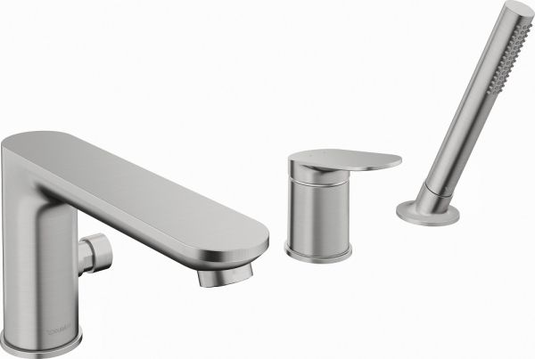 Duravit Wave 3-Loch Wannenrandarmatur rund, edelstahl gebürstet WA5260000070