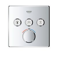 Vorschau: Grohe Grohtherm SmartControl Thermostat mit 3 Absperrventilen, Fertigmontageset eckig