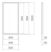 Vorschau: Alape Spiegel SP.FR500.S1 50x100cm, 4-seitiges indirektes LED-Licht, schwarz matt