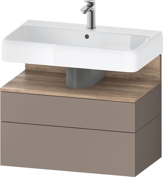 Duravit Qatego Waschtischunterschrank 79x47cm in basalt matt, mit offenem Fach in eiche marmoriert QA4394