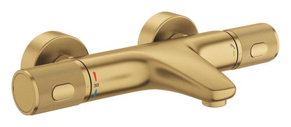Grohe Precision Feel Thermostat-Wannenbatterie mit ProGrip Rändelstruktur, cool sunrise gebürstet