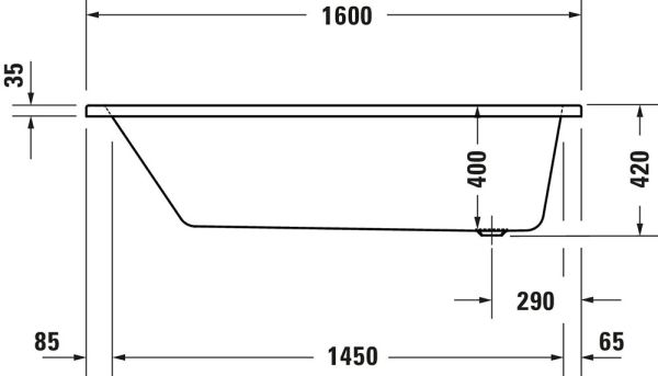 Duravit No.1 Rechteck-Badewanne 160x70cm, weiß