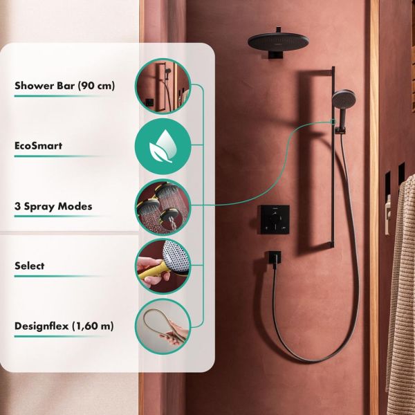 hansgrohe Raindance Alive Select S Duschset 90cm 3 Strahlarten, polished gold optic