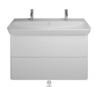 Vorschau: Burgbad Iveo Keramik-Doppelwaschtisch mit Waschtischunterschrank, 2 Auszüge, 120cm weiß hochglanz
