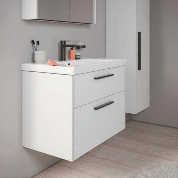 Duravit D-Code 2.0 Halbhochschrank 40x132cm mit Tür, Griff schwarz, weiß matt