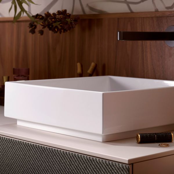hansgrohe Xuniva Evo E Aufsatzwaschtisch 40x40cm mit Ablaufventil, SmartClean & HygieneEffect, weiß