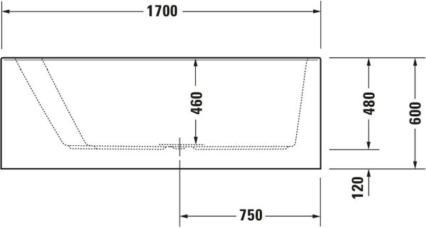 Duravit Paiova Einbau-Badewanne trapezförmig, Rückenschräge links 170x100cm, weiß