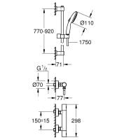Vorschau: Grohe QuickFix Precision Get Duschthermostat mit Brausestange 90cm & Handbrause, chrom