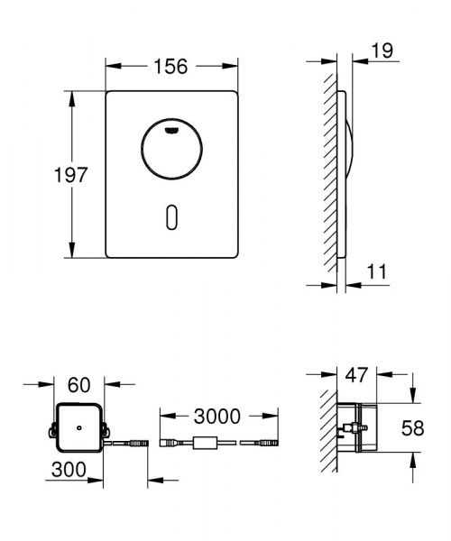 Grohe Tectron Skate Infrarot-Elektronik für WC-Spülkasten, zusätzliche manuelle Betätigung