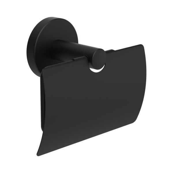 Laufen Niara Papierrollenhalter mit Deckel zum Kleben oder Bohren, titanschwarz matt