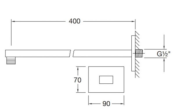 Steinberg Brausearm Wandmontage mit verstärkter Wandhalterung, 400mm