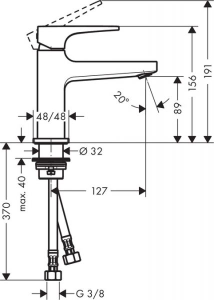 Hansgrohe Metropol Einhebelmischer für Handwaschbecken 100 mit Hebelgriff und Push-Open