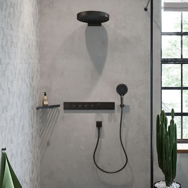 hansgrohe Rainfinity Duschkopf 130, 3 Strahlarten, wassersparend, brushed black chrome
