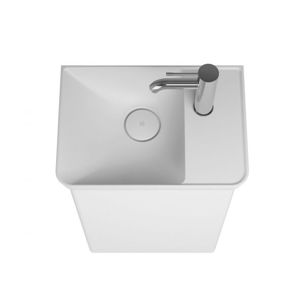 Burgbad Iveo Gästebad Mineralguss-Handwaschbecken mit Waschtischunterschrank und 1 Tür, 44x31cm weiß hochglanz