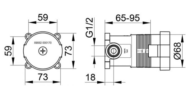 Keuco IXMO-Solo UP Funktionseinheit für Einhebelmischer mit Schlauchanschluss DN 15