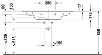 Vorschau: Duravit ME by Starck Waschtisch 103x49cm, mit Hahnloch, mit Überlauf, WonderGliss, weiß 23361000001