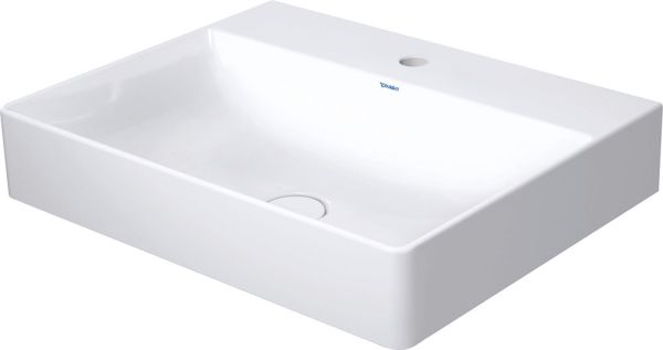 Duravit DuraSquare Waschtisch rechteckig 60x47cm, mit Hahnloch, ohne Überlauf, mit WonderGliss, weiß