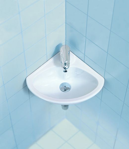 Duravit Starck 3 Eck-Handwaschbecken 43x38cm, mit Hahnloch, mit Überlauf, WonderGliss, weiß 07524400001