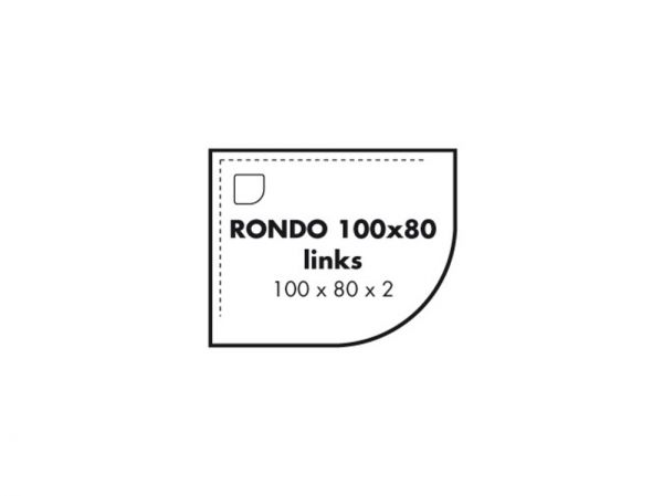 Polypex RONDO 100x80 links Viertelkreis-Duschwanne 100x80x2cm