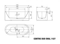 Vorschau: Kaldewei Meisterstück Centro Duo Oval freistehende Badewanne 170x75cm, weiß mit Perl-Effekt Mod.1127