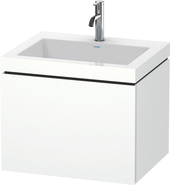 Duravit L-Cube c-bonded Set 60x48cm mit Vero Air Waschtisch mit 1 Schublade, mit Hahnloch weiß matt LC6916O1818