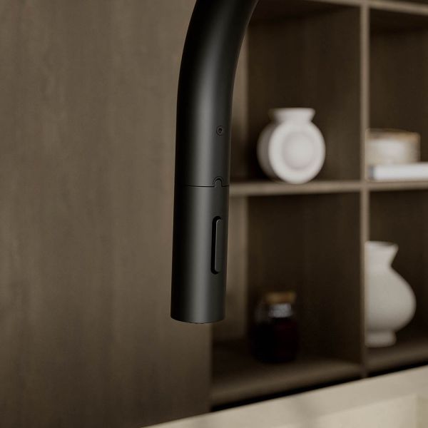 Kludi AUREA Küchenarmatur mit ausziehbarer Geschirrbrause, schwarz matt