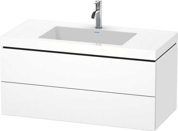 Duravit L-Cube c-bonded Set 100x48cm mit Vero Air Waschtisch mit 2 Schubladen, mit Hahnloch weiß matt LC6928O1818