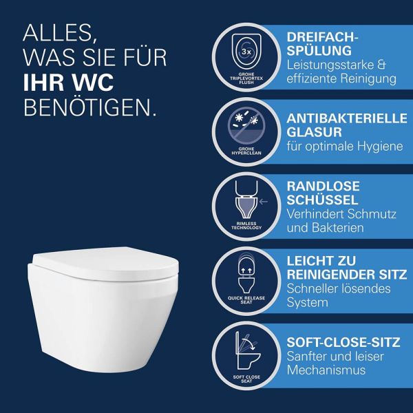Grohe Euro Wand-WC Set compact mit WC-Sitz, weiß