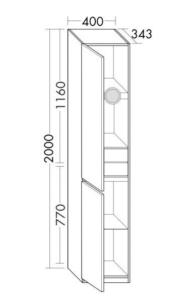 Burgbad Lin20 Hochschrank mit 2 Türen, LED-Innenbeleuchtung, Frontrückseite verspiegelt, bodenstehend HSPN040LF5351