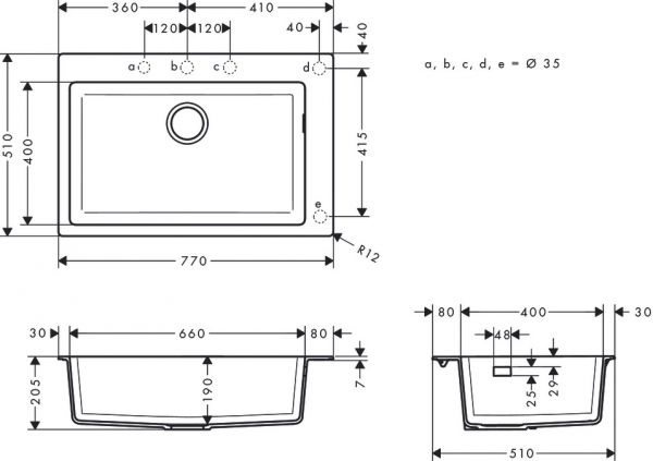 Hansgrohe S51 S510-F660 Einbauspüle 660