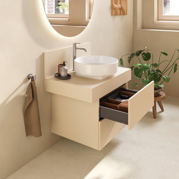 Duravit Balcoon Set Aufsatzbecken mit Unterschrank 80cm, sandbeige matt