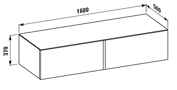 Laufen IL BAGNO ALESSI ONE Schubladenelement 1600 ohne Ausschnitt, Top Calce Avorio, techn. Zeichnung