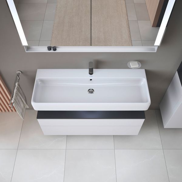 Duravit Qatego Unterschrank 99x47cm in weiß supermatt Antifingerprint, mit offenem Fach