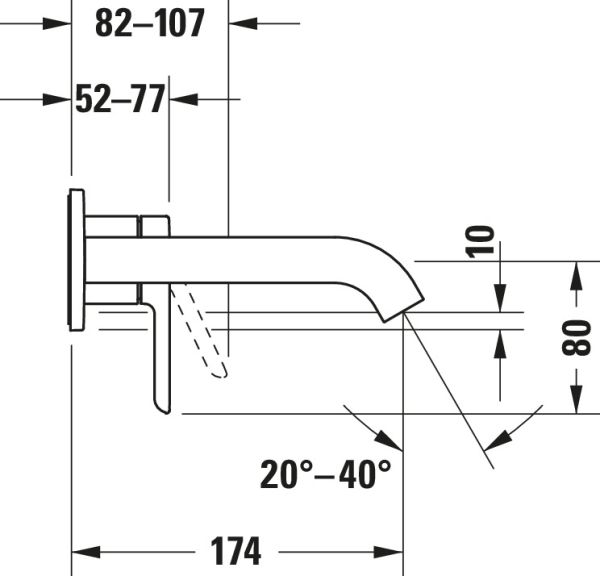 Duravit C.1 Einhebel-Waschtischmischer Unterputz, Ausladung 174mm, chrom