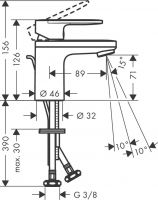 Vorschau: Hansgrohe Vernis Blend Waschtischarmatur 70 chrom 71570000 Zeichnung