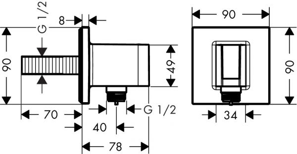 Axor ShowerSolutions Portereinheit Square, schwarz matt 36734670