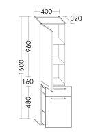 Burgbad Crono Hochschrank mit 1 Tür und 2 Auszüge HSGP040LF1786G0141