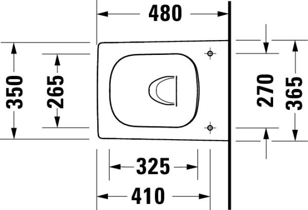 Duravit Viu Wand-WC 48x37cm, eckig, WonderGliss, rimless, Durafix, weiß